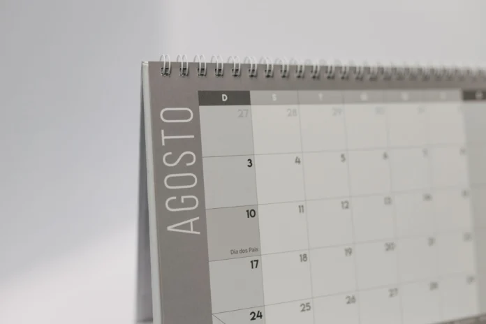 Calendario de agosto